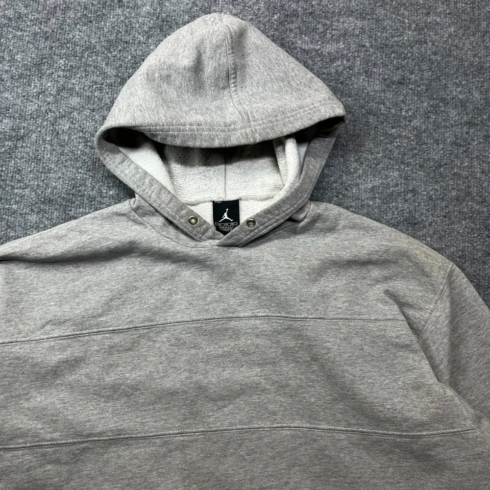 Jordan Fleece‎ Hoodie Men's 2XL Gray Long Sleeve Pullover Sports Y2K USA Made